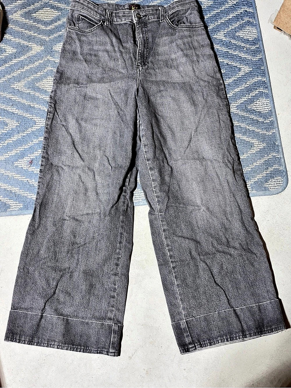 Lee Legendary High Rise Trouser Jean Wide Leg Gray Jeans